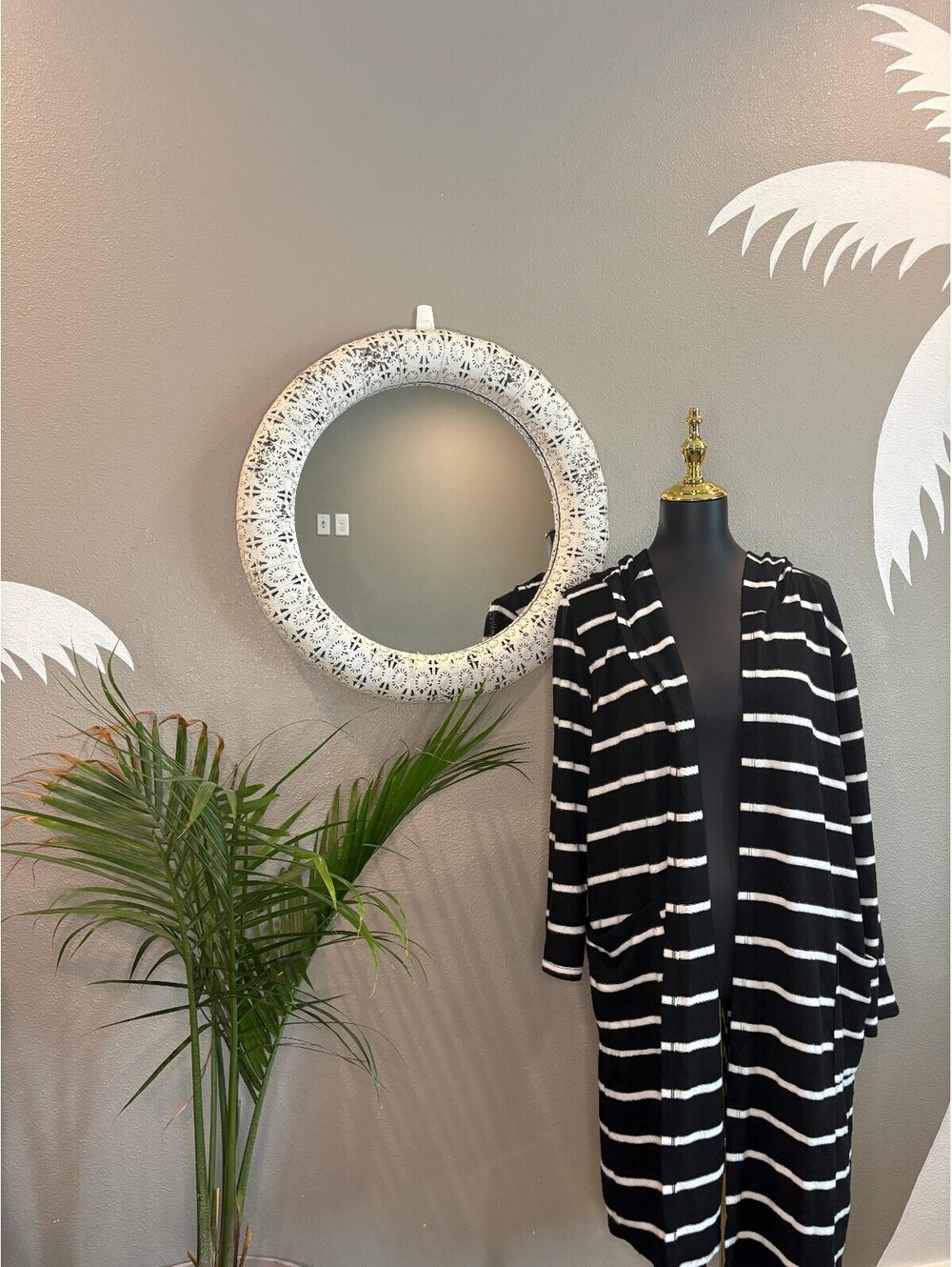 Jodifl Black and White Striped Open Front Cardigan